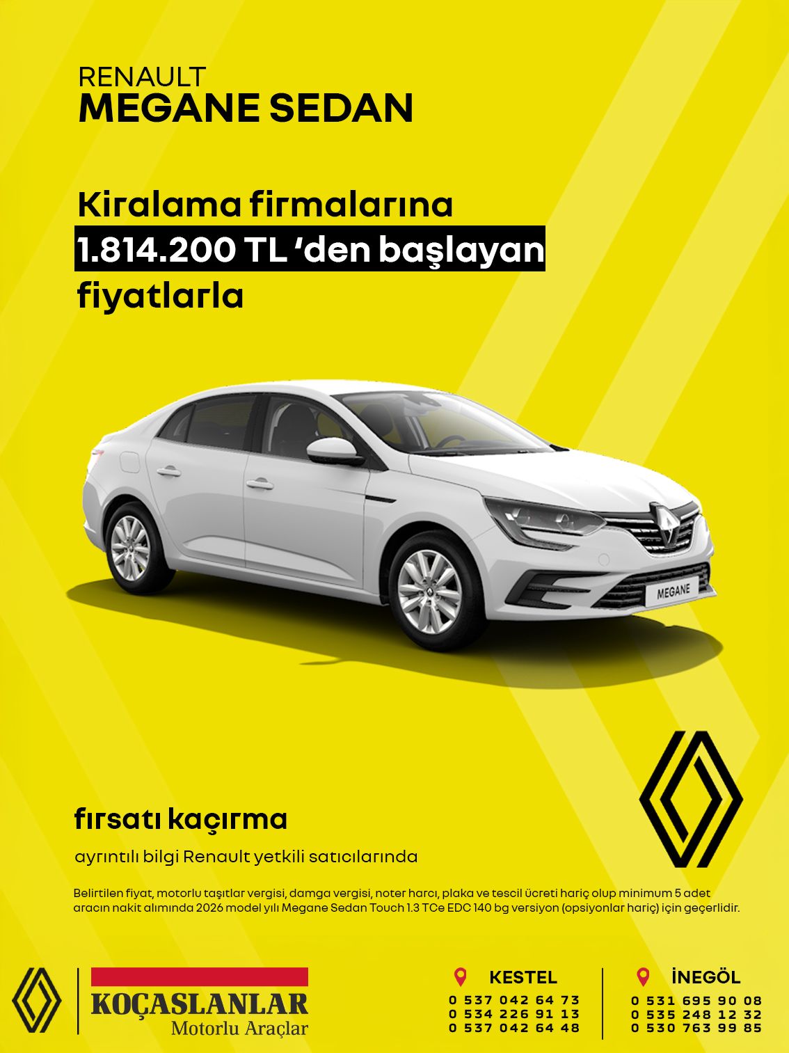 Renault Megane Sedan Kiralama Fırsatı Şubat